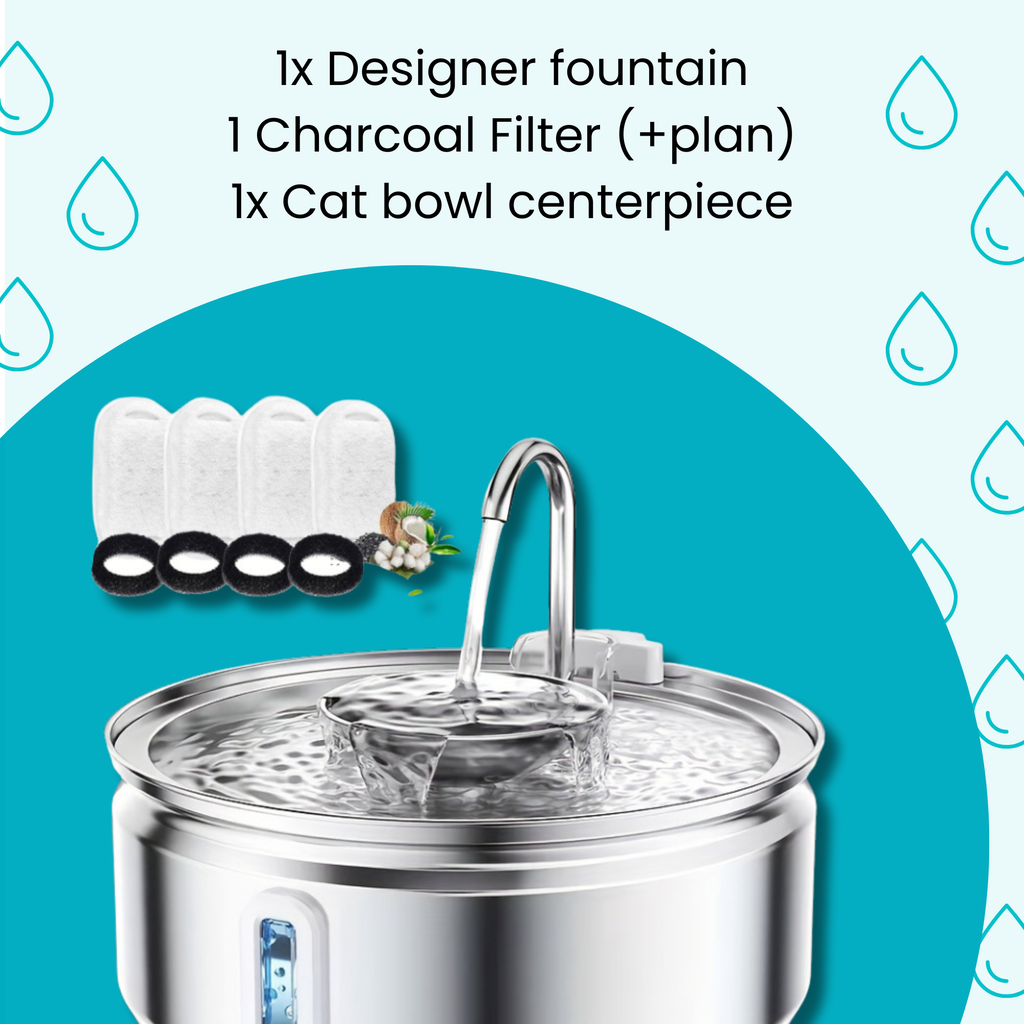 Designer Cat Drinking Fountain - Stainless Steel