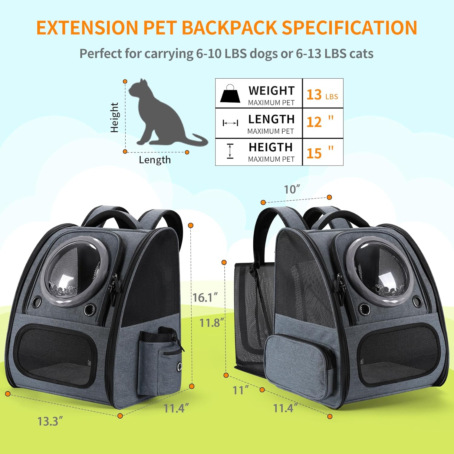 Dripurr™ Expandable Bubble Cat Backpack Carrier
